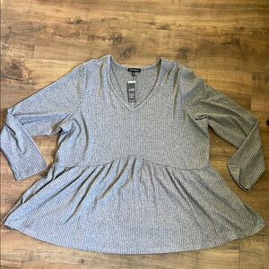 Lane Bryant Gray Long Sleeve Ribbed Top